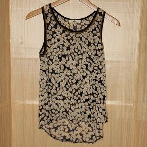 YA Los Angeles Sleeveless Silk Blend Leaf Print Blouse